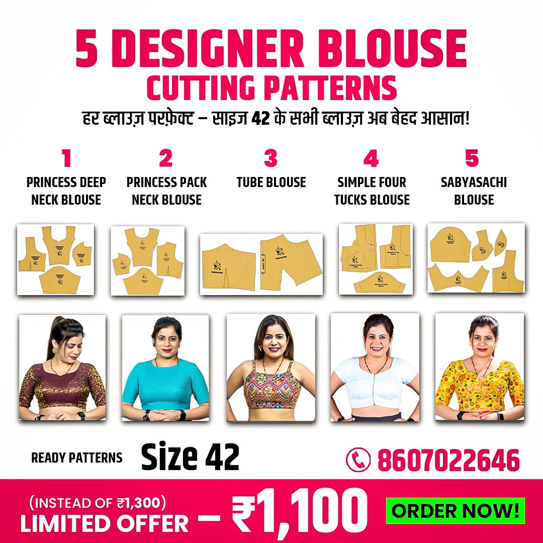 42 size, 5 Premium Blouse Patterns